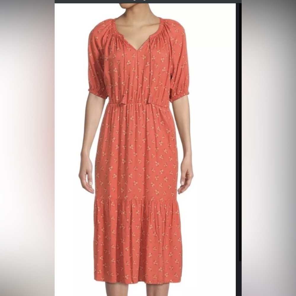 beachlunchlounge Terracotta Floral Midi Dress